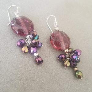 Gorgeous purple glass and Sterling Silver Earrings